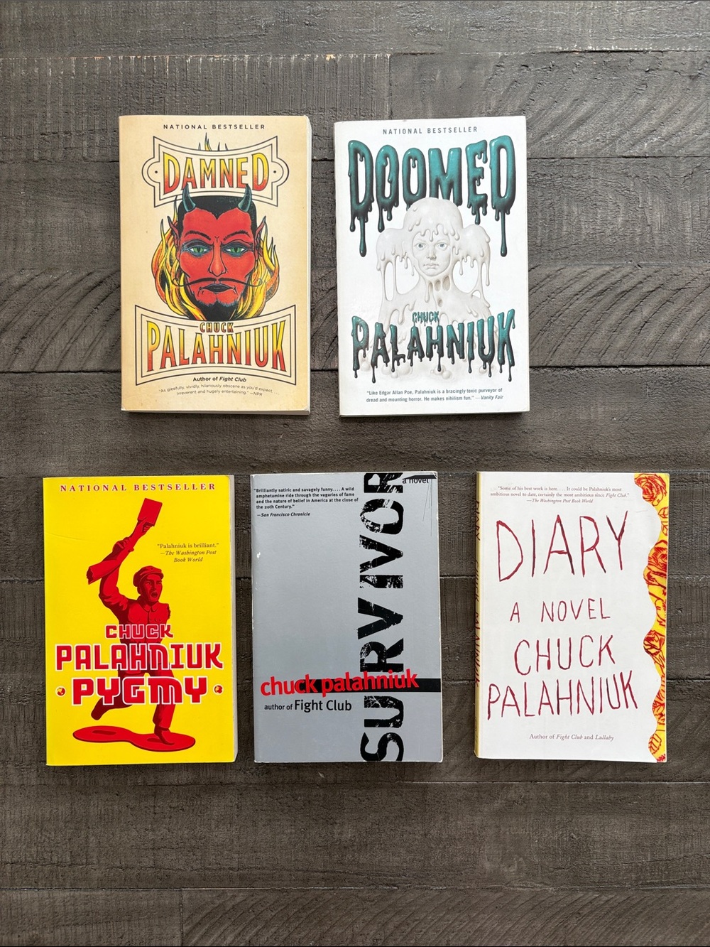 Chuck Palahniuk Paperback Book Lot - Five Books